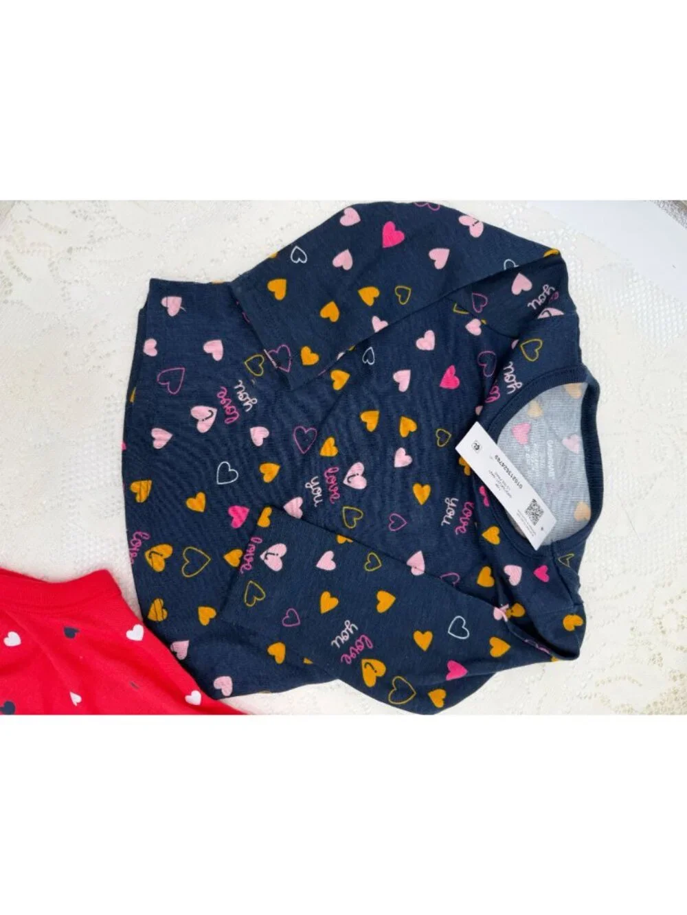 Garanimals Baby 2-Piece Outfit Set Heart Print Top & Bodysuit 3-6M Navy & Red